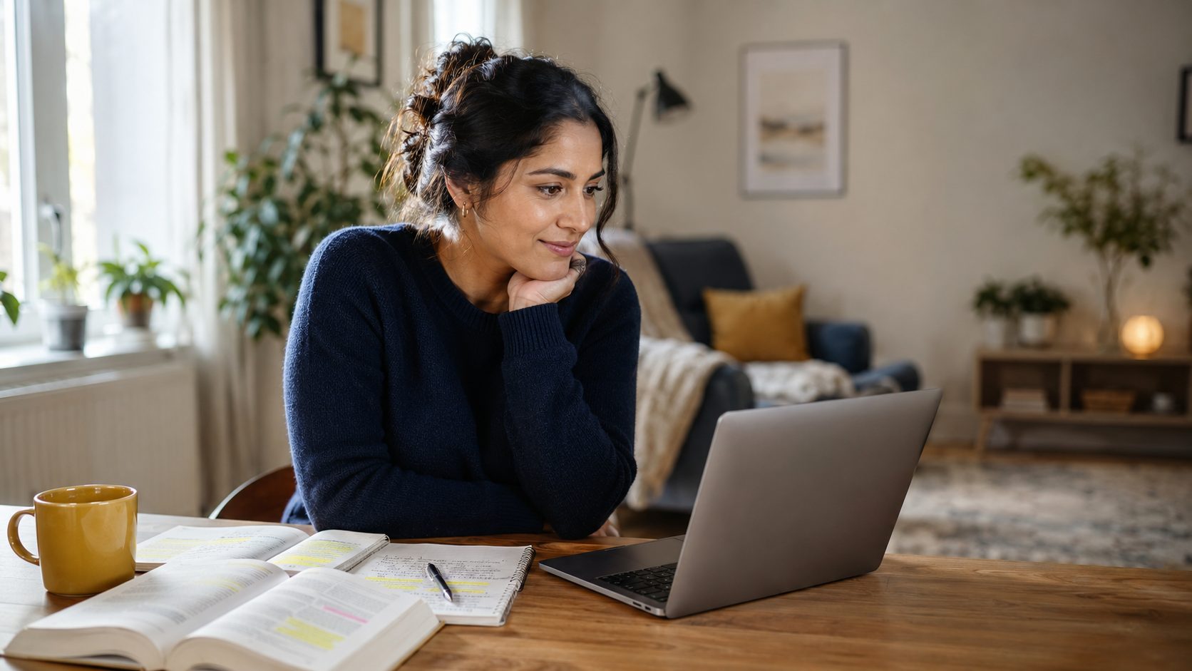 A student training online for community services work.